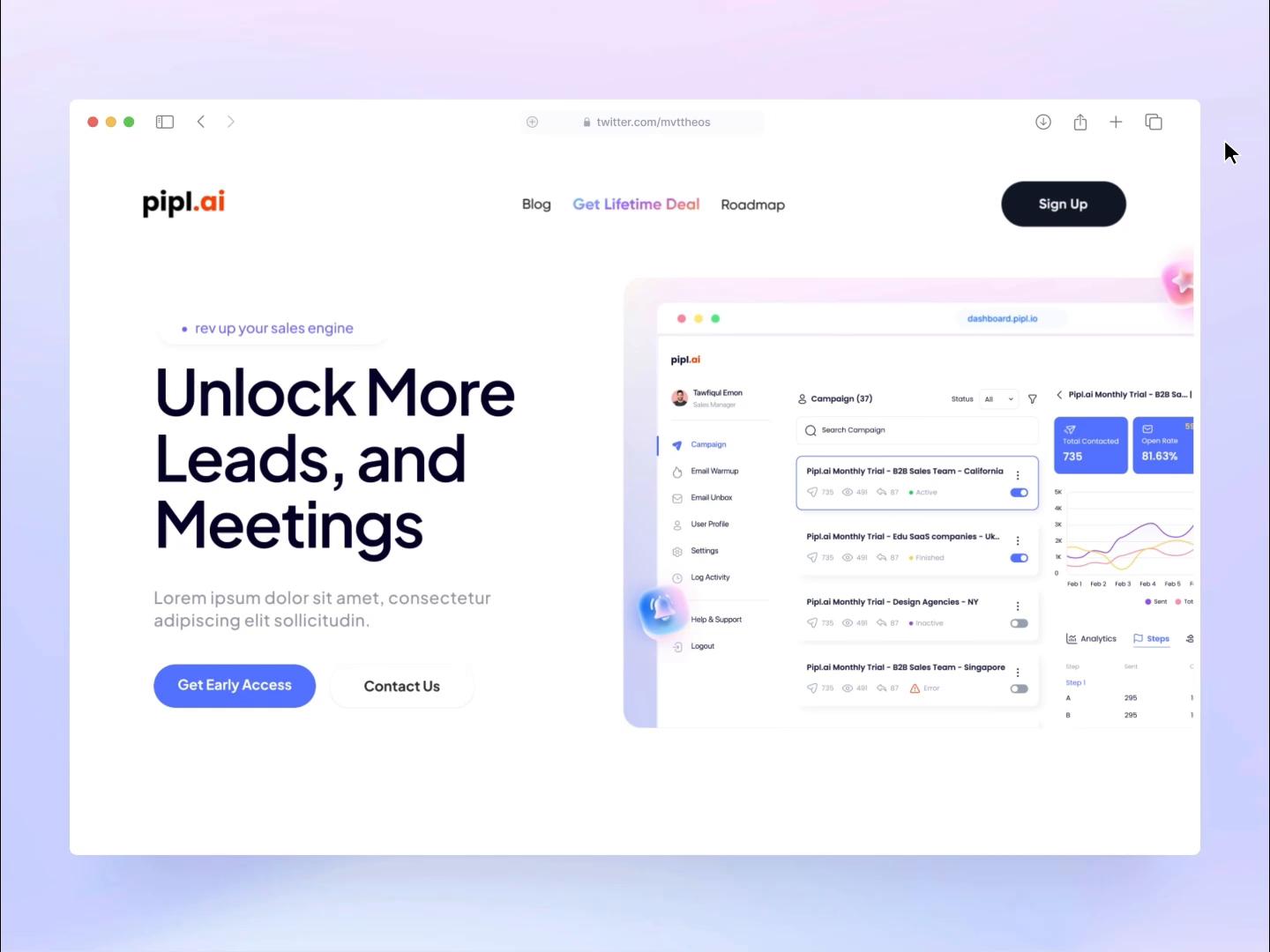 Pipl.ai Cold Email Outreach Tools Lifetime Deal